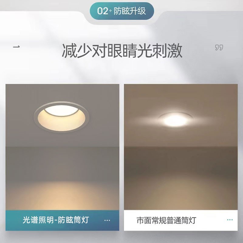 2寸金杯led窄边防眩光筒灯3W5W开孔5.5公分cm55mm迷你吊顶小孔灯