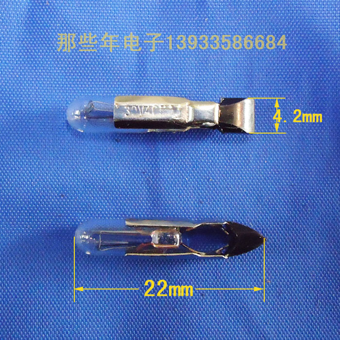 电话指示灯泡4.2X22 5.5X30 6.4X46mm暖光钨丝24V 30V交换机 10个