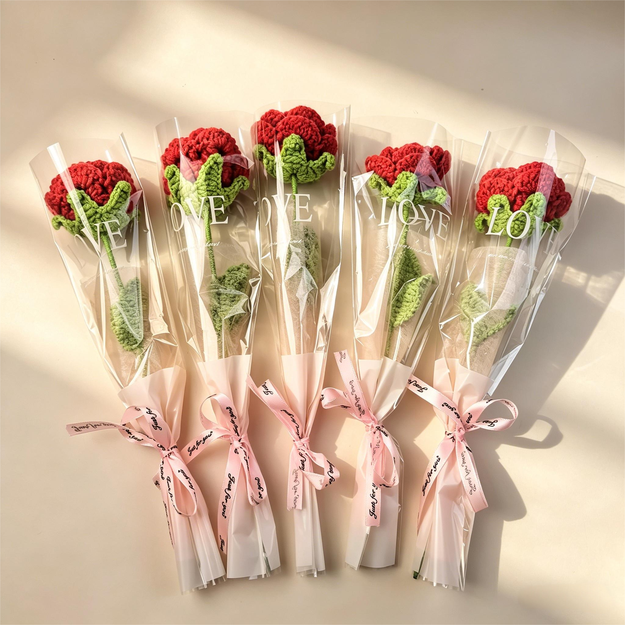 手工钩织玫瑰花母亲节送妈妈