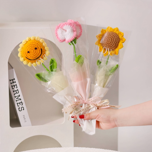 教师节手工钩织毛线花束送老师