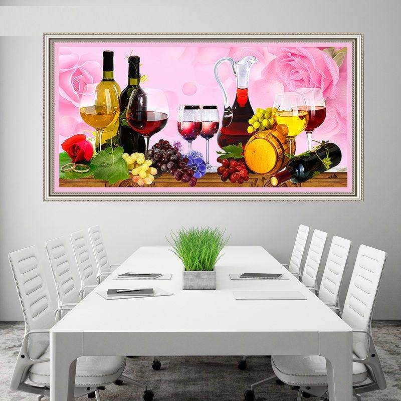 2023新款钻石画满钻餐厅贴钻十字绣客厅水果酒杯5D砖石秀小幅饭厅,居家布艺,十字绣套件,淘宝优惠券,粉丝福利购,淘宝优惠卷