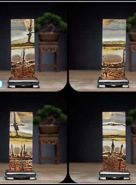 多款国画石草花石方柱奇石印章17.5*6*6CM四方来财家居风水摆件X