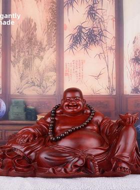 木雕弥勒佛装饰家居入口装饰客厅迁居新家大笑佛大肚佛开门红礼物