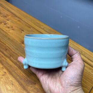 宋式汝瓷窑天青釉三脚瓶香炉香炉香封火保温空气香板香炉