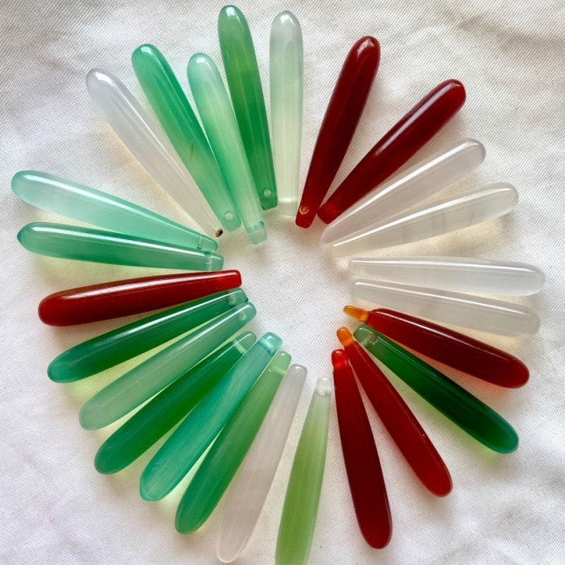 玛瑙水滴珠手工绿色多色珠子珠宝发簪配件簪娘同款玛瑙长水滴国风