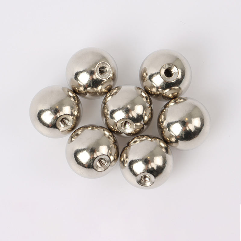 25mm*M4银色螺纹钢珠 五金镀铬钢珠圆球攻牙滚珠铁艺金属装饰批发