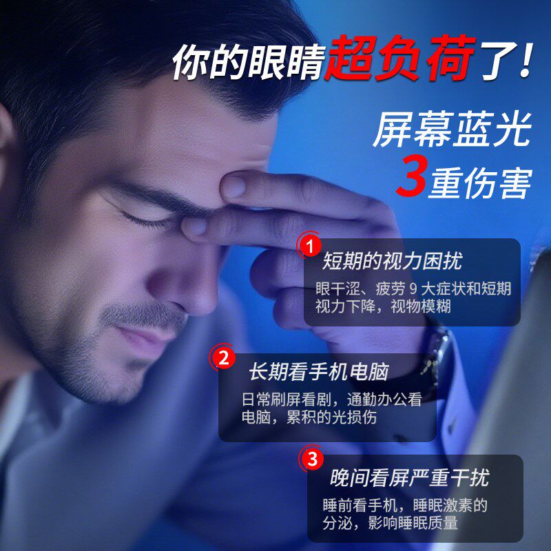 防辐射抗蓝光疲劳眼镜男平光无度数护眼0度游戏玩手X机看电脑专用