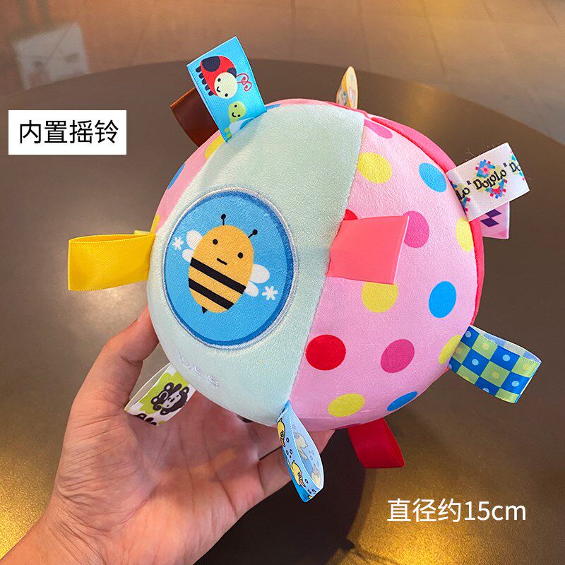 宝宝花布艺软轻球 动物积木叠叠高学爬触感K彩色毛绒摇铃可咬0-2