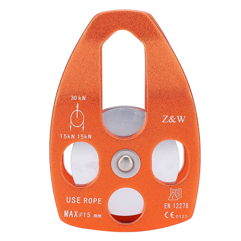 跨境工厂35KN移动侧板式加厚大滑轮户外攀岩高空带滚珠单滑轮