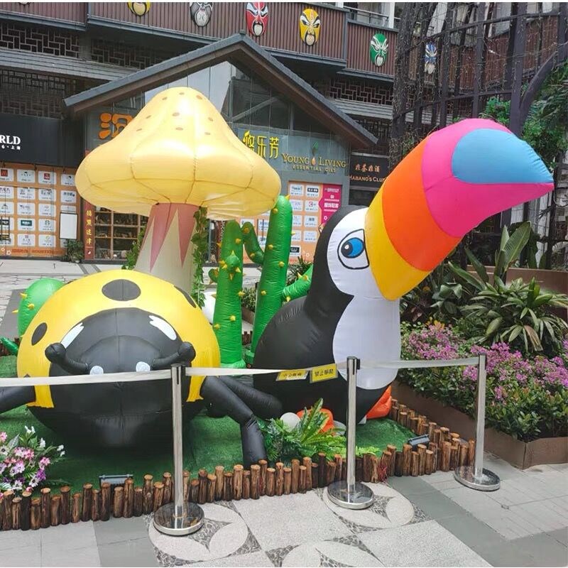 新款活动美陈大型充气花朵仿真花卉气模发光桃花莲花蘑菇道具模型