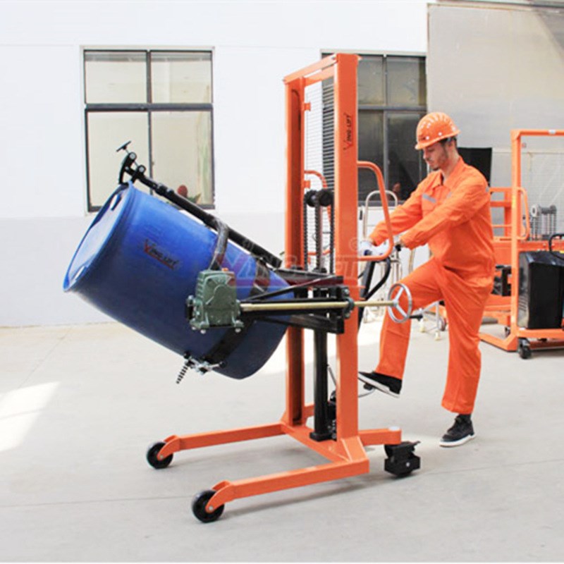 现货供应液手动油桶车压油桶车DA450油桶倒料车多功能油桶倾倒车