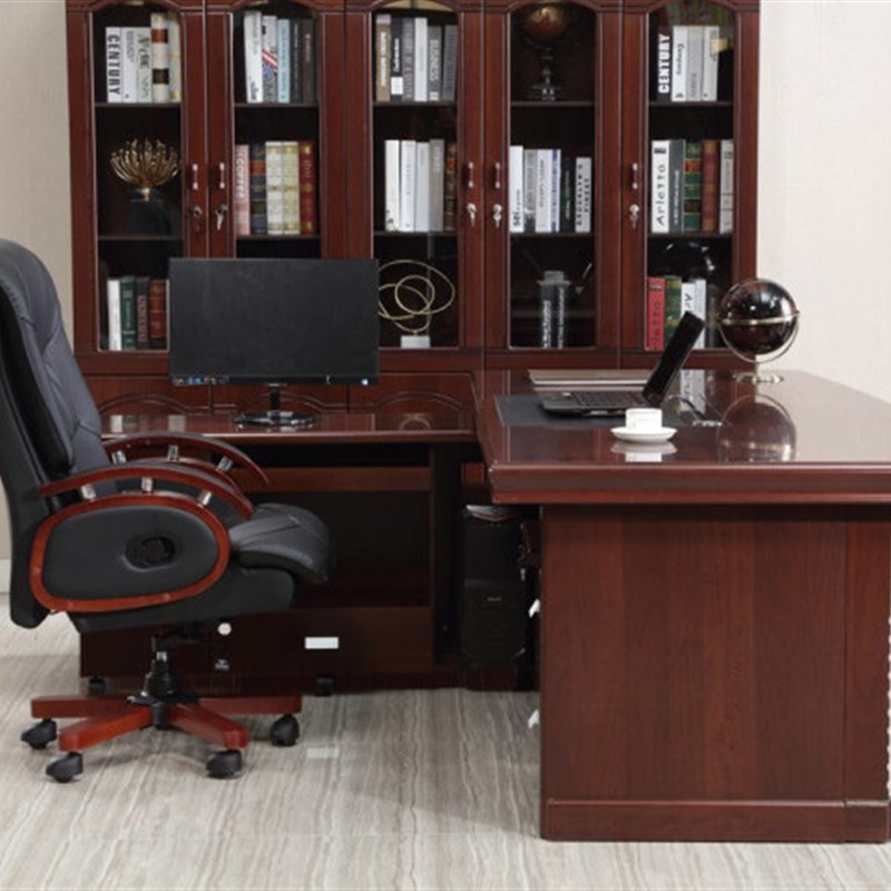 新中式老板桌油漆大班台现代简约2米总裁桌三件套单位领导办公桌