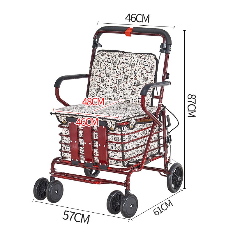 老年人推车可推可坐老人助力推椅助行便携新款款四个轮子的小拉车