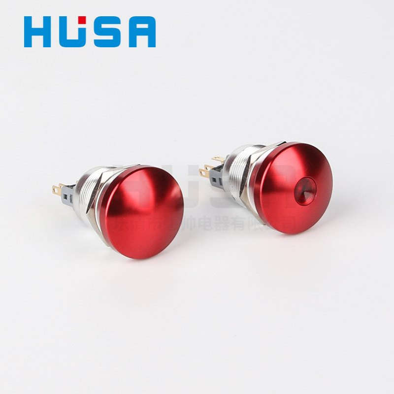 22mm金属自复氧化大头蘑菇头按钮开关1NO1常开不锈钢圆形按钮开关