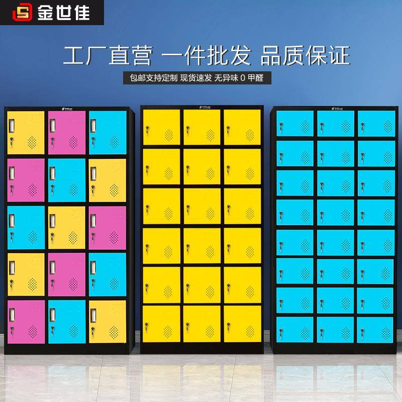 彩色更衣柜铁皮柜员工储物柜健身房存包柜带锁寄存柜多门碗柜鞋柜