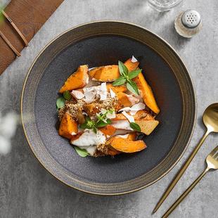 家用汤碗沙拉碗陶瓷水煮肉片大碗深碗 手绘乌金砂酸菜鱼大盆碗日式