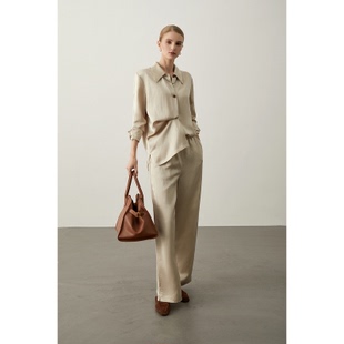 丝亚麻醋酸定制面料【超能小太阳】纯色衬衫女气质上衣WTZ23692