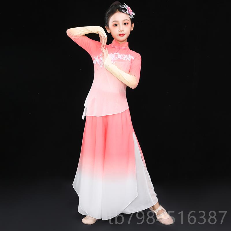 高档典儿童古练功服女中国古风逸运动会合唱演表出舞蹈服装胶州飘