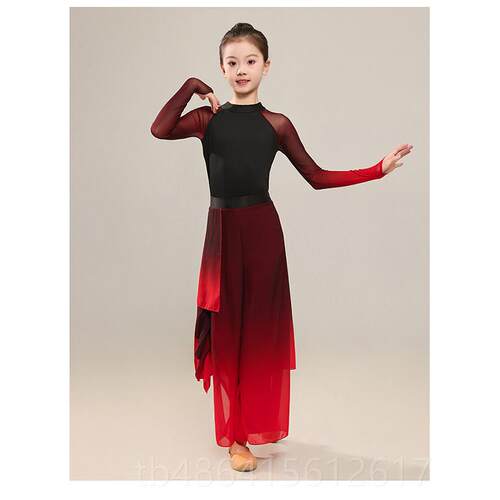 新品一儿童典舞溯蹈秧六歌演出服跃龙王舞蹈服装扇子舞中古国民族