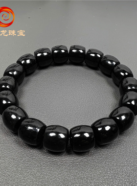 天然新疆和田玉黑羊脂玉老珠手串