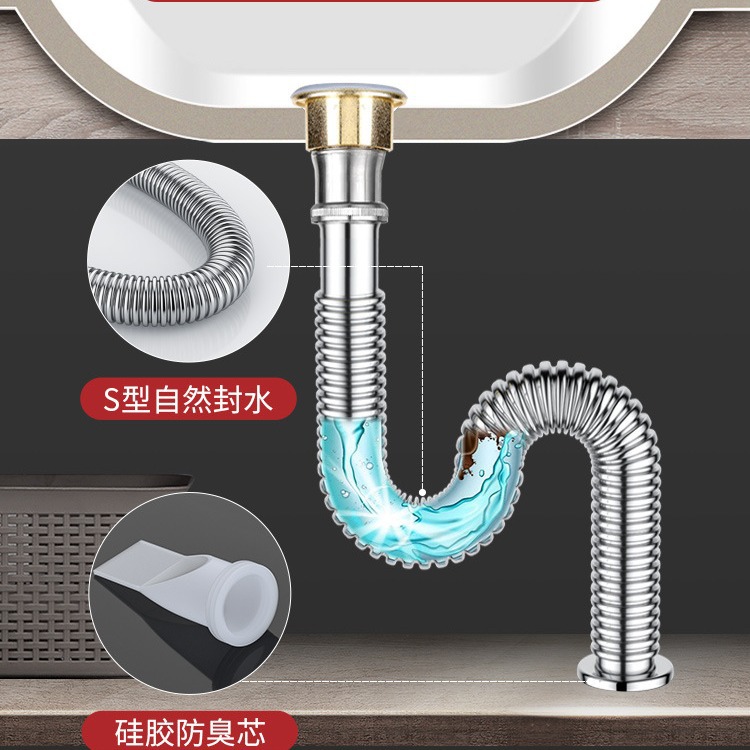 洗手盆下水管防返臭神器洗脸盆下水器面盆漏水塞洗手池排水管配件