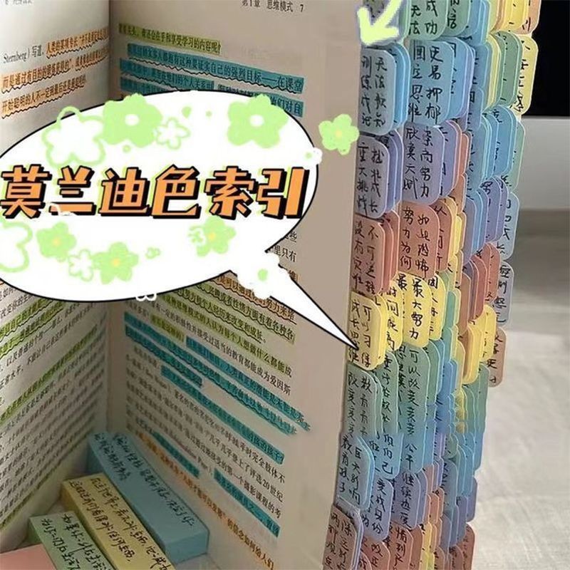 莫兰迪标签纸质索引贴透明标签便签贴纸活页本目录分类贴记号标记
