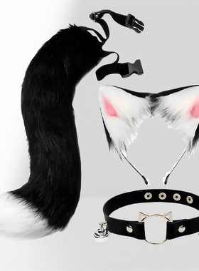 尾巴cos玩具猫耳猫尾套装狐狸日系手作cosplay猫娘配饰绑带发箍