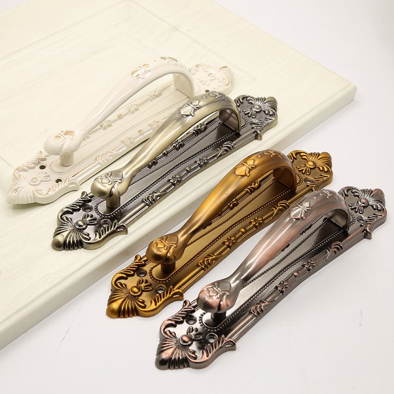 门窗明装拉手欧式美式老式复古仿古铜拉手免打孔大门房门木门把手