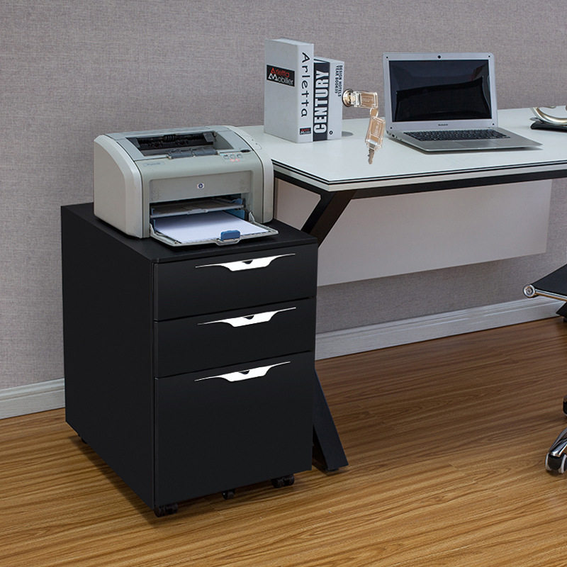 钢制活动三抽矮柜资料桌底办公柜带锁文件柜档案移动柜