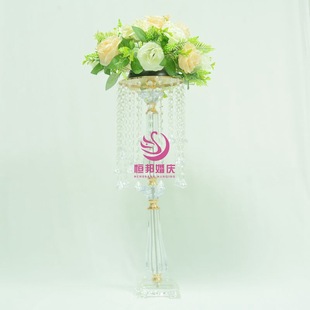新款 饰摆件 热销婚庆路引水晶珠帘花架婚礼主桌桌花花器创意家居装