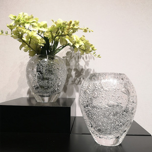 简约现代透明气泡琉璃花瓶家居软装 饰品样板房间餐桌花器插花摆件