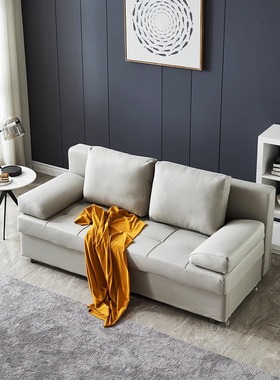 小户型可折叠沙发床 双人客厅乳胶可储物橙色 多功能可折叠沙发床