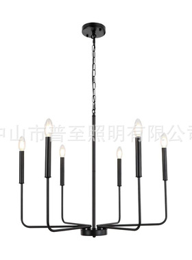 美式铁艺工业风吊灯 简约现代农舍蜡烛餐厅灯具 枝形吊灯美规欧规