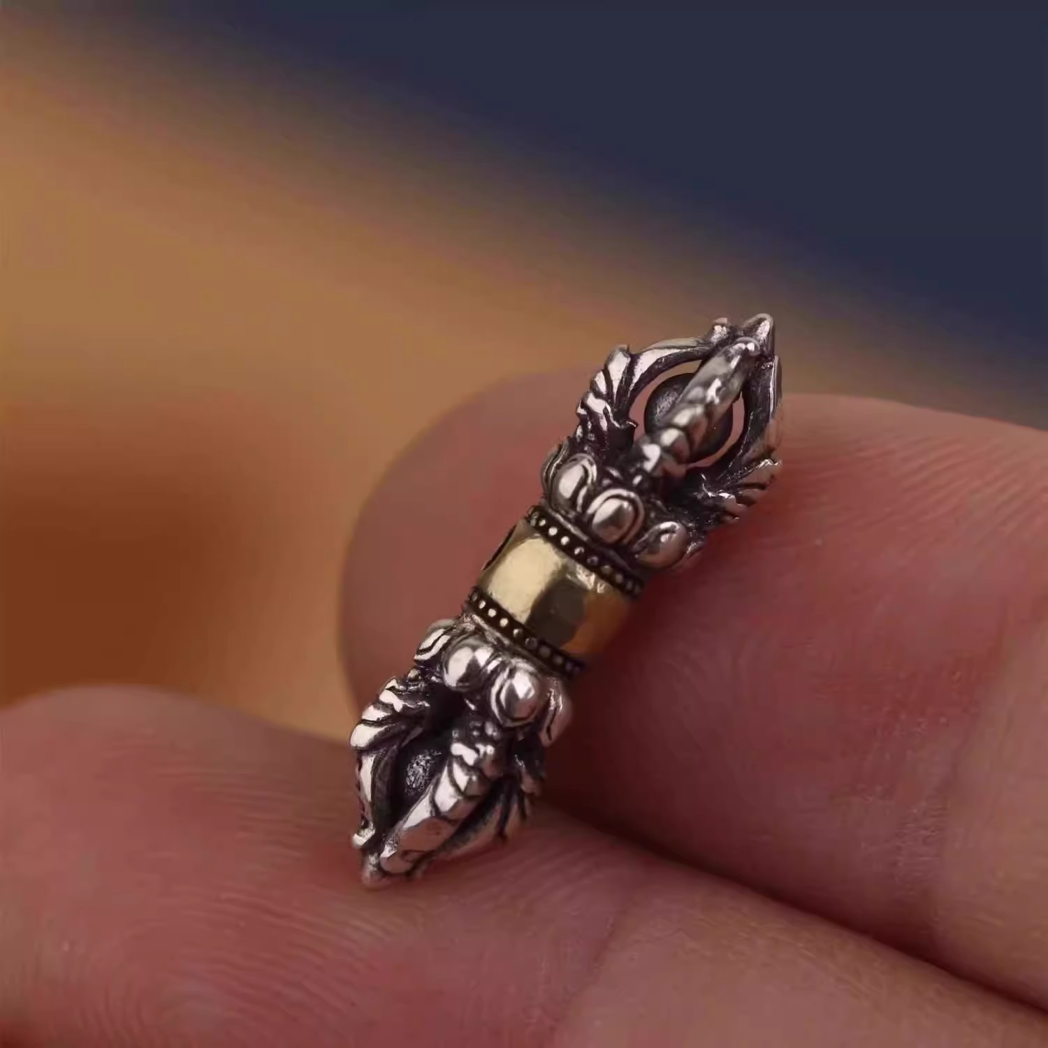 925银金刚杵线束背云藏式文玩配饰108百香籽猴头手串侧挂项坠配件