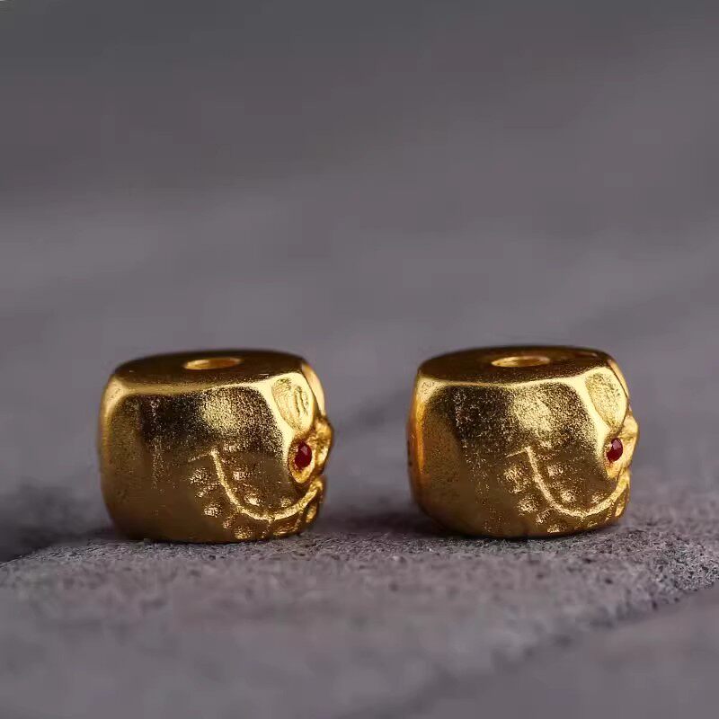 s925纯银尸陀林主阿呆隔珠腰珠单珠直切配珠百搭文玩配件diy串珠