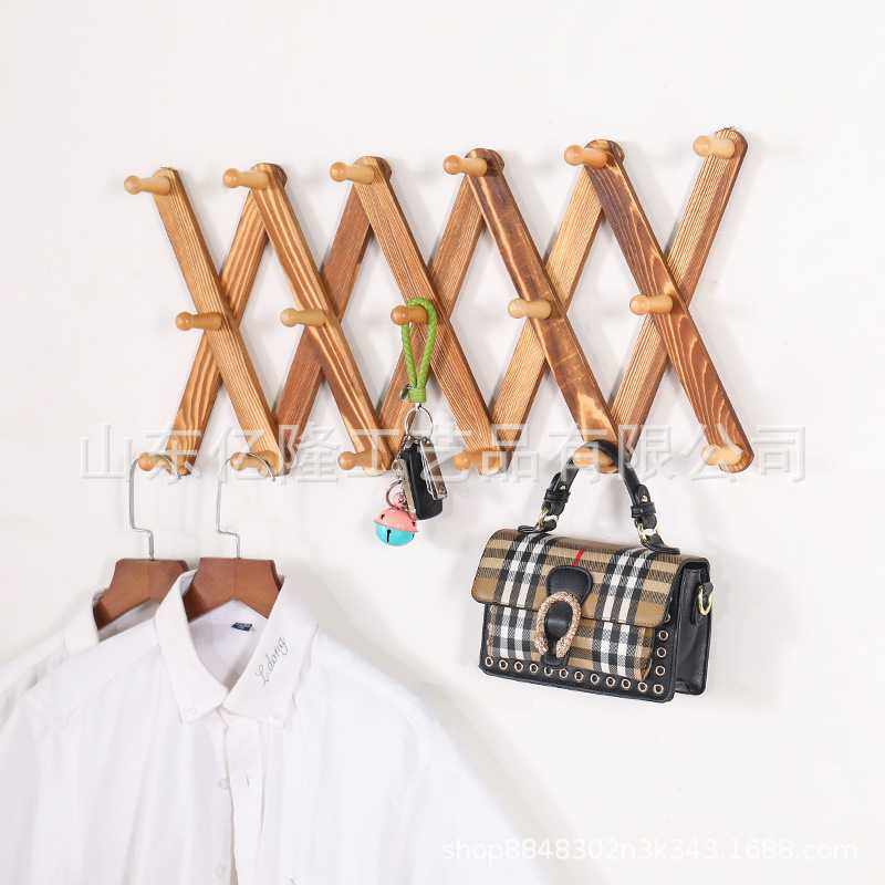 木质挂衣架炭烧色收缩挂钩浴室挂墙挂衣钩木制壁挂工艺品创意挂钩,家居饰品,装饰挂钩,淘宝优惠券,粉丝福利购,淘宝优惠卷