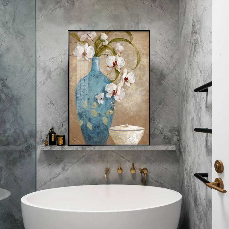 花卉卫生间装饰画防水免钉挂画洗手间厕所创意壁画酒店浴室画晶瓷图片