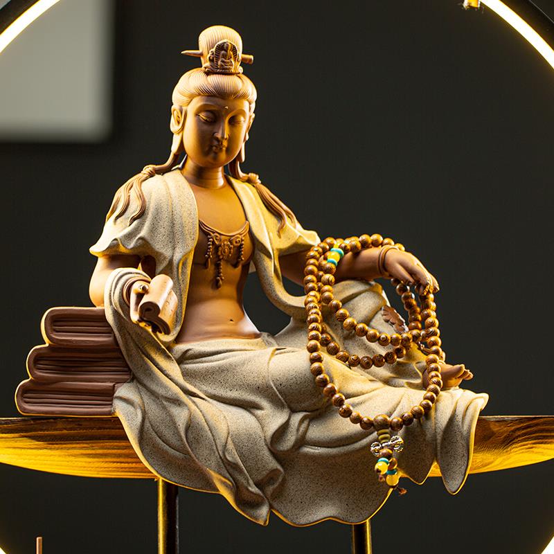 中式陶瓷观音菩萨佛像摆件禅意家居玄关客厅装饰工艺品复古摆设