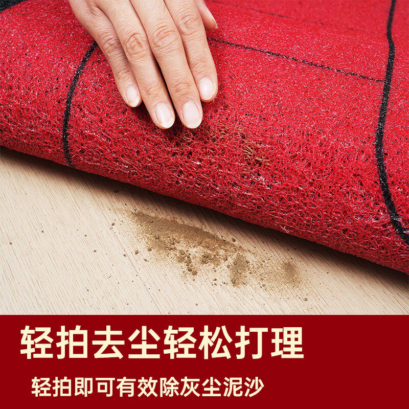 红色入户门地垫中式进门门口家用丝圈可裁剪脚垫玄关防滑蹭土地毯