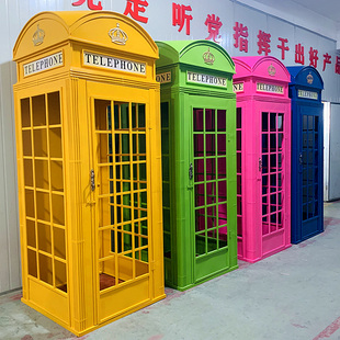 复古电话亭摆件铁艺模型创意欧式酒吧定制门厅柜书店铺橱窗装饰品