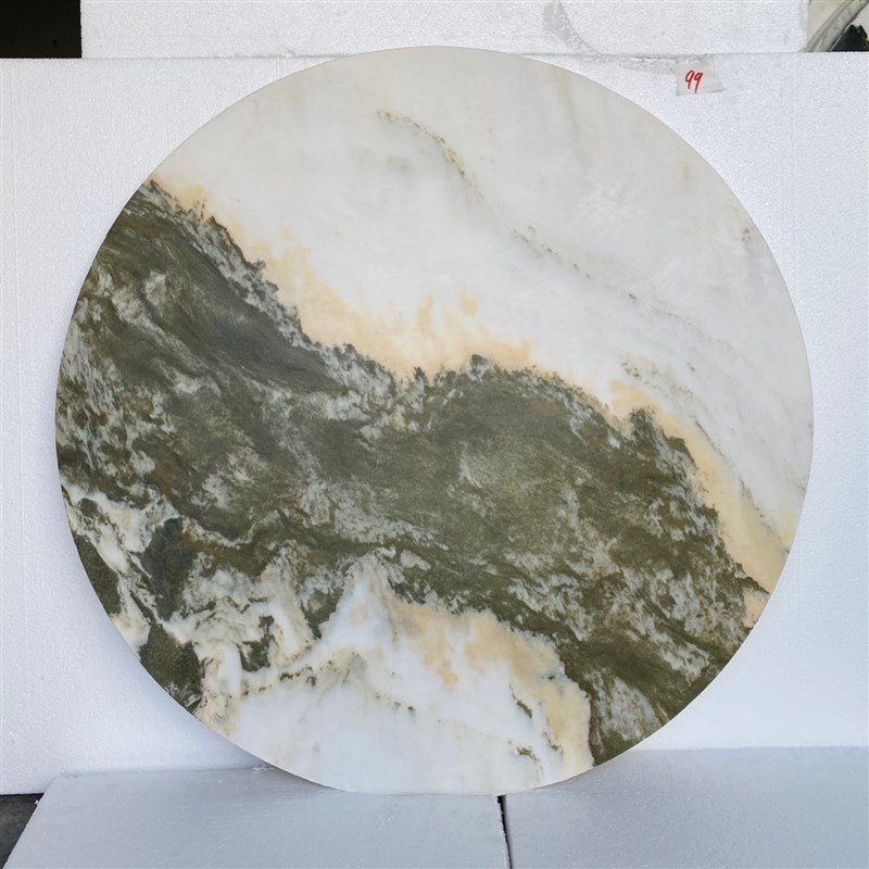 圆形天然山水画屏理石片背景墙居家玄关奇石装饰大理石制品包邮