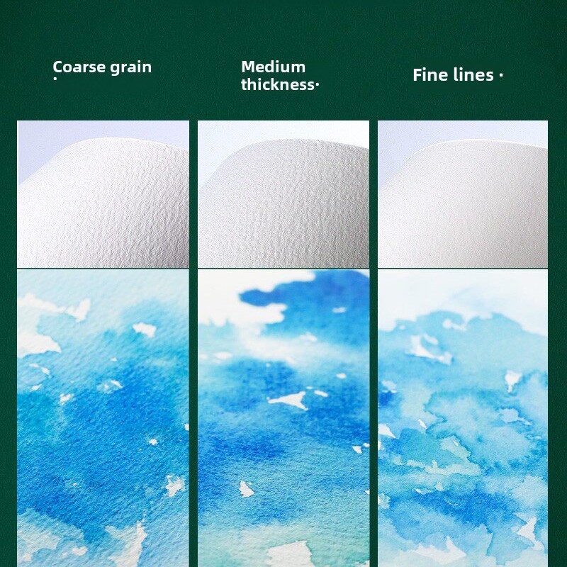 宝虹水彩纸本棉浆300g细纹中粗粗纹初学者水彩画纸16k8K4K袋装保 - 实物图