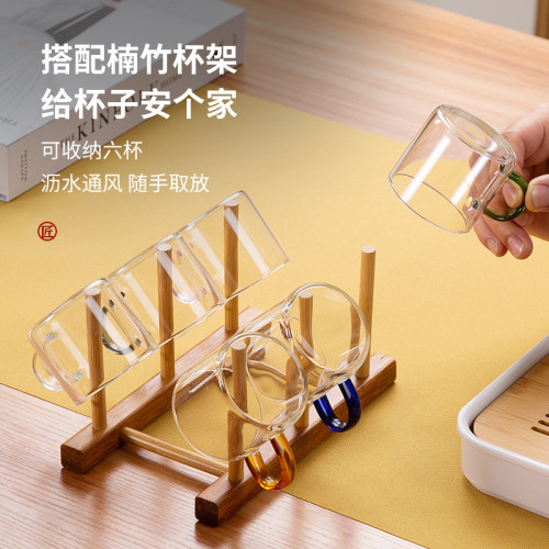 加厚耐热玻璃小茶杯家用功夫茶具套装喝茶品茗杯透明带把杯子茶碗