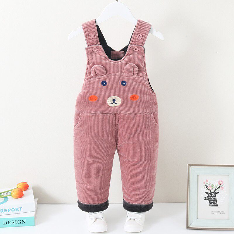 婴儿背带裤冬季加绒加厚外穿开档男童加棉儿童女小童宝宝背带棉裤