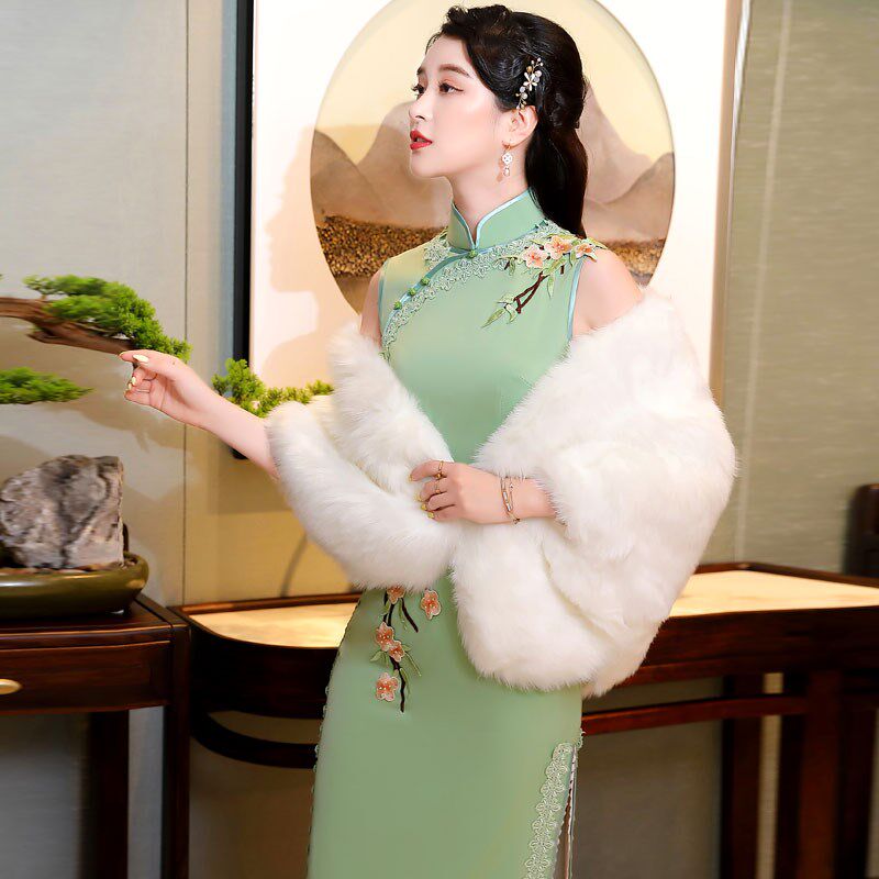 江南春天旗袍2022年新款长款优雅高端走秀礼服大码收腰气质连衣裙