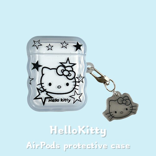 可爱星星KT猫适用于苹果AirPods4代蓝牙耳机保护套软壳新款苹果Pro3耳机壳少女心趣味Pro2代轻奢萌系日系透明