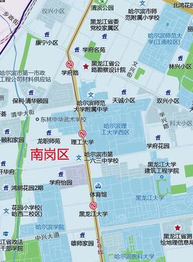 2025新款哈尔滨市区地图贴图办公室挂图高清防水墙壁贴超大装饰画