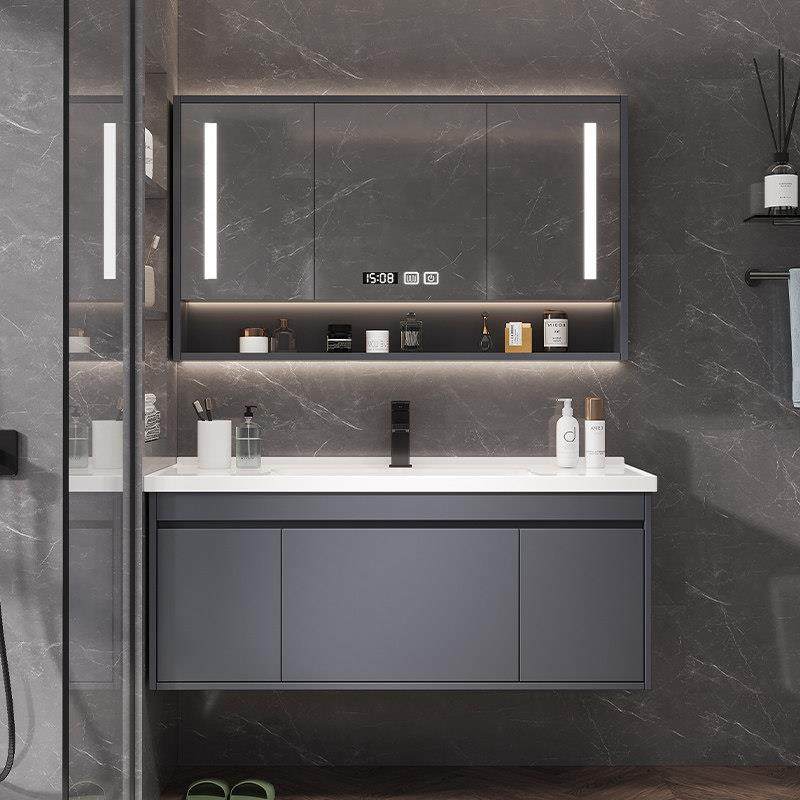 陶瓷一体实木智能浴室柜组合简约轻奢化妆室洗脸盆洗手盆洗漱台柜,家装主材,浴室柜组合,淘宝优惠券,粉丝福利购,淘宝优惠卷