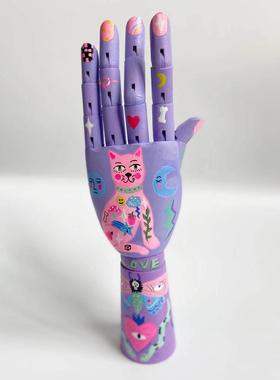 可爱手绘关节手摆件装饰首饰收纳盒个性礼物猫咪