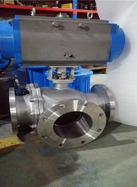 Q644F、Q645F气动法兰三通球阀气动三通调节球阀电动衬氟球阀